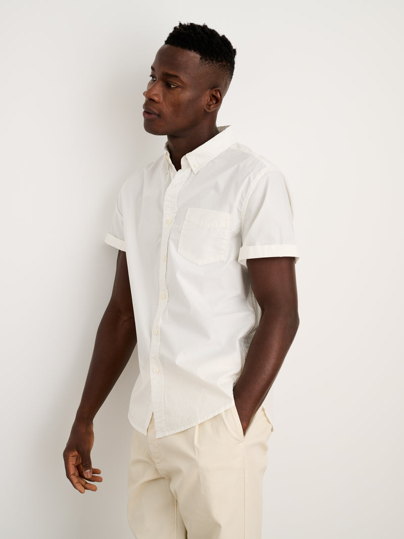 S/S Mill Shirt in Paper Poplin White