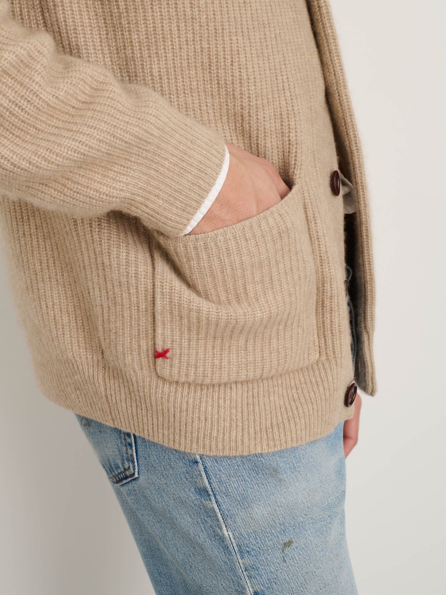 Ribbed Cardigan in Cashmere Oatmeal