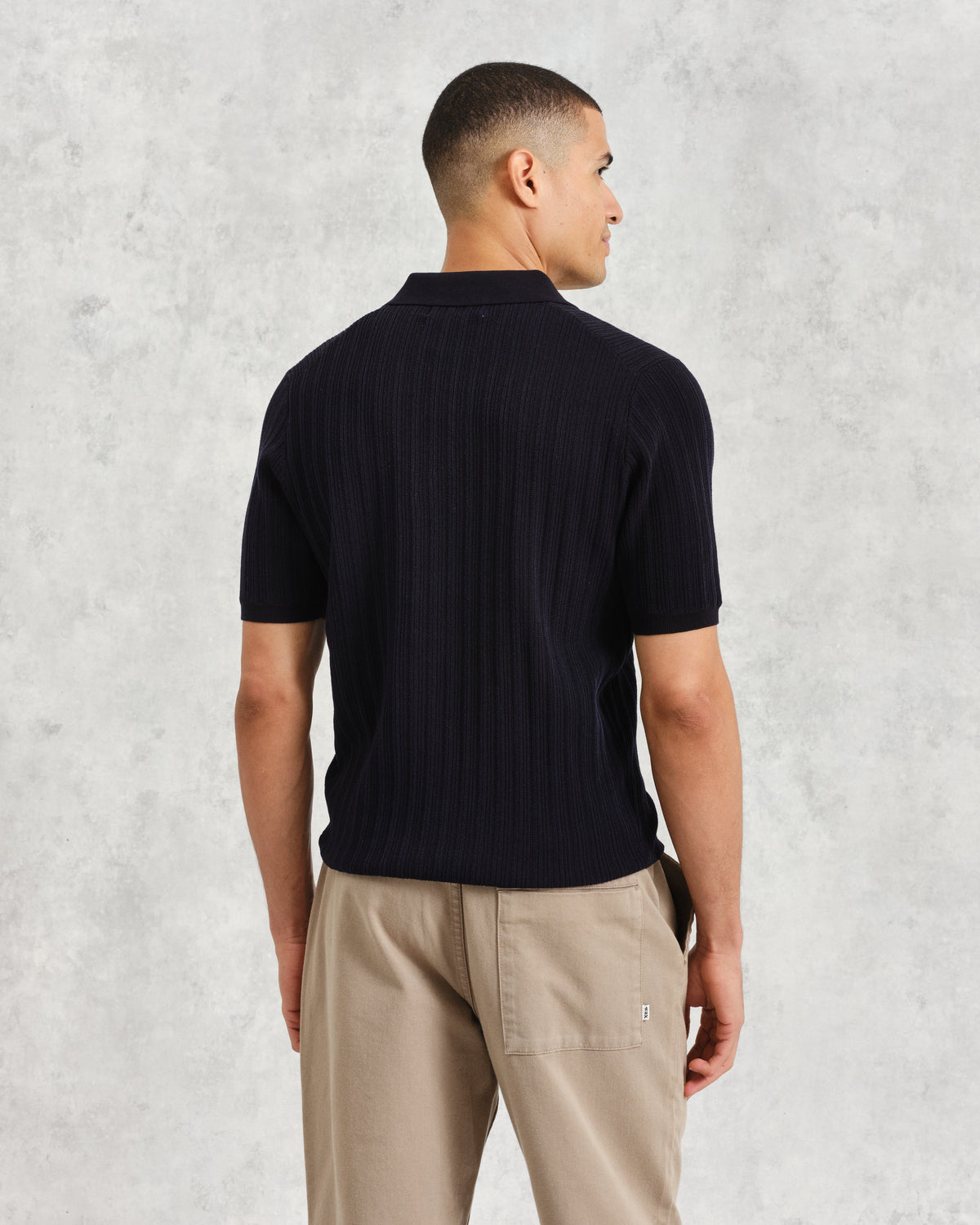Naples Vertical Knit Polo Midnight