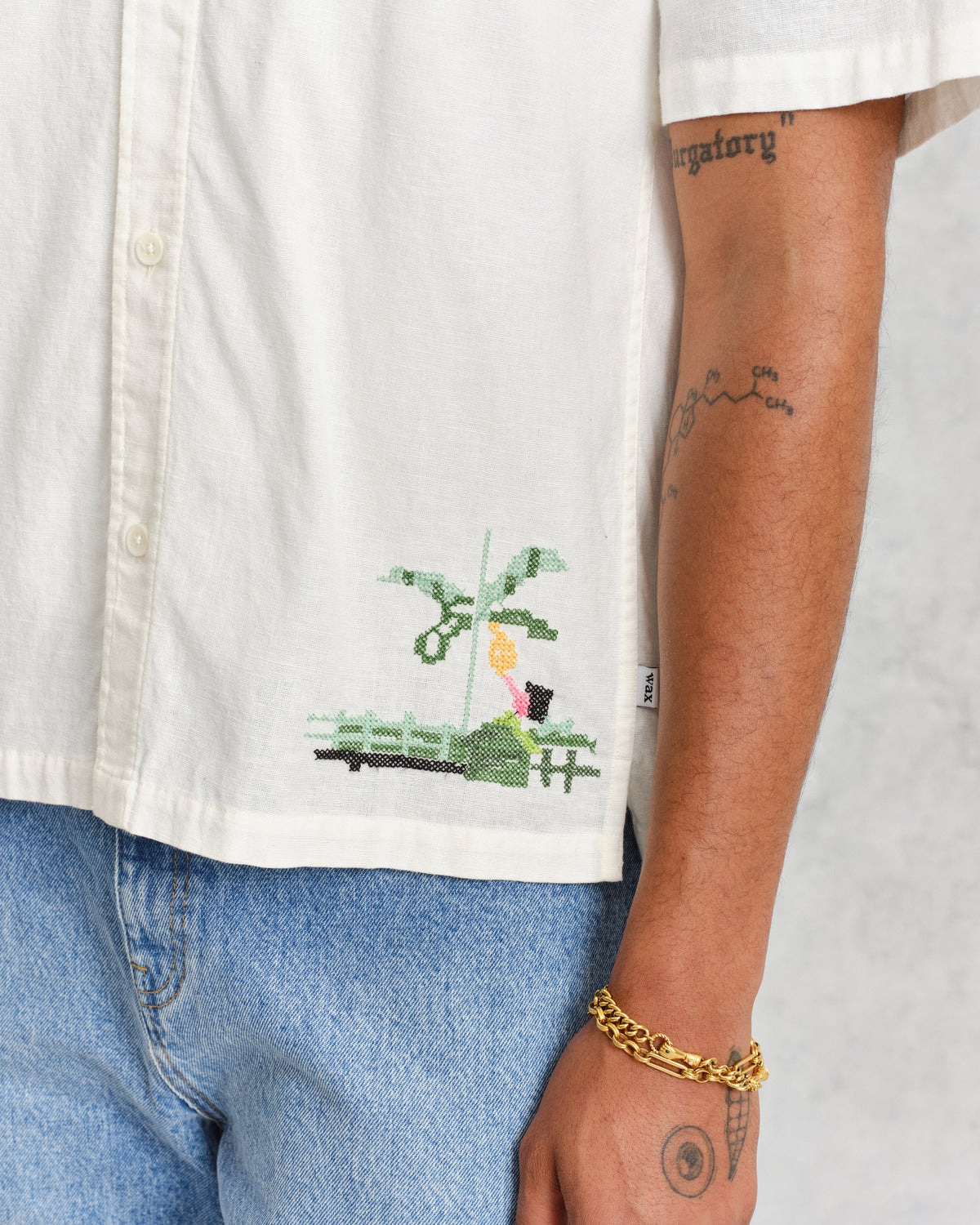 Newton Embroidered Shirt Ecru Paradise