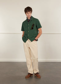 Seersucker Cuban Shirt Forest