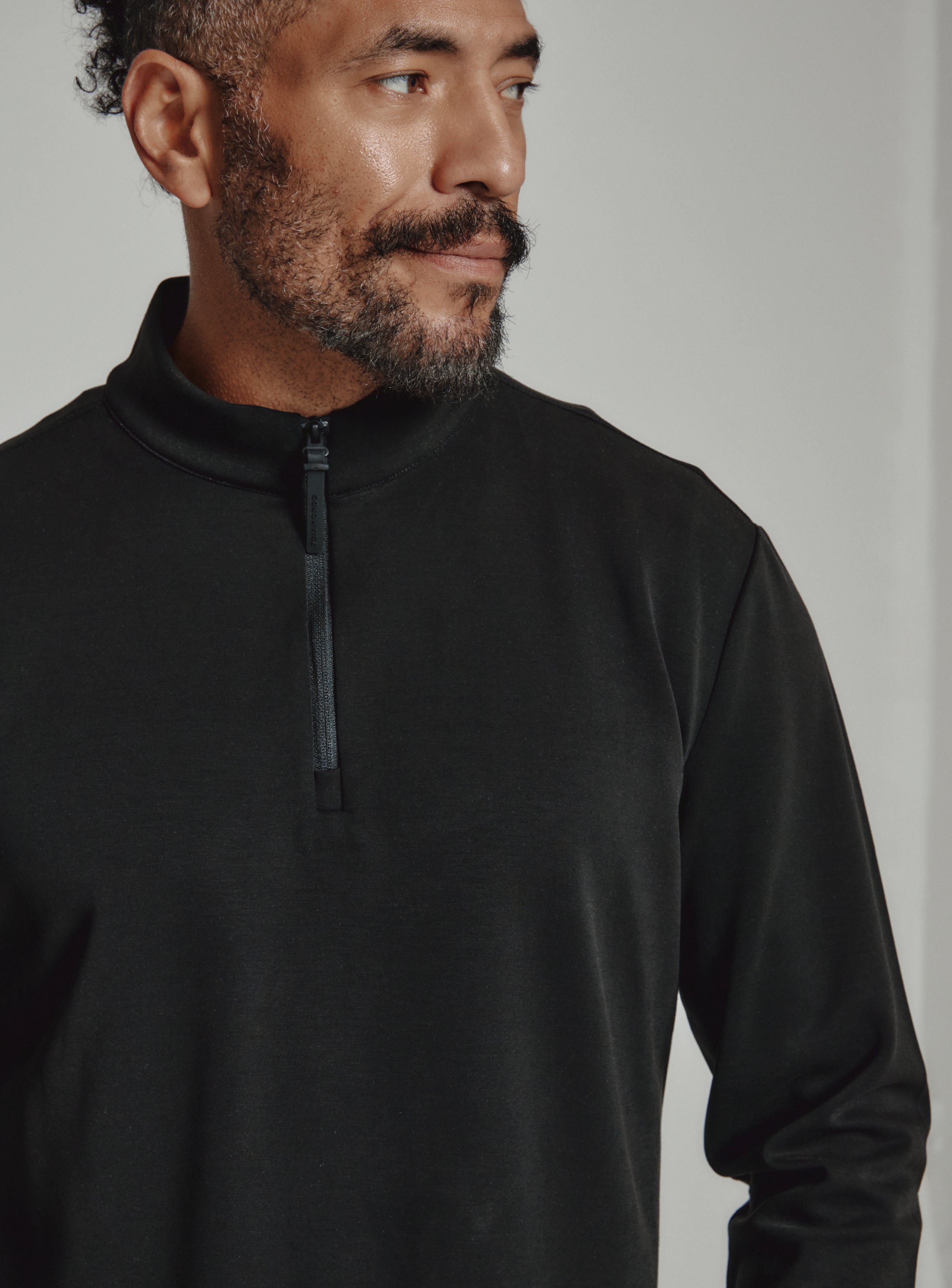 Rev 1/4 Zip Modal Sweater Black