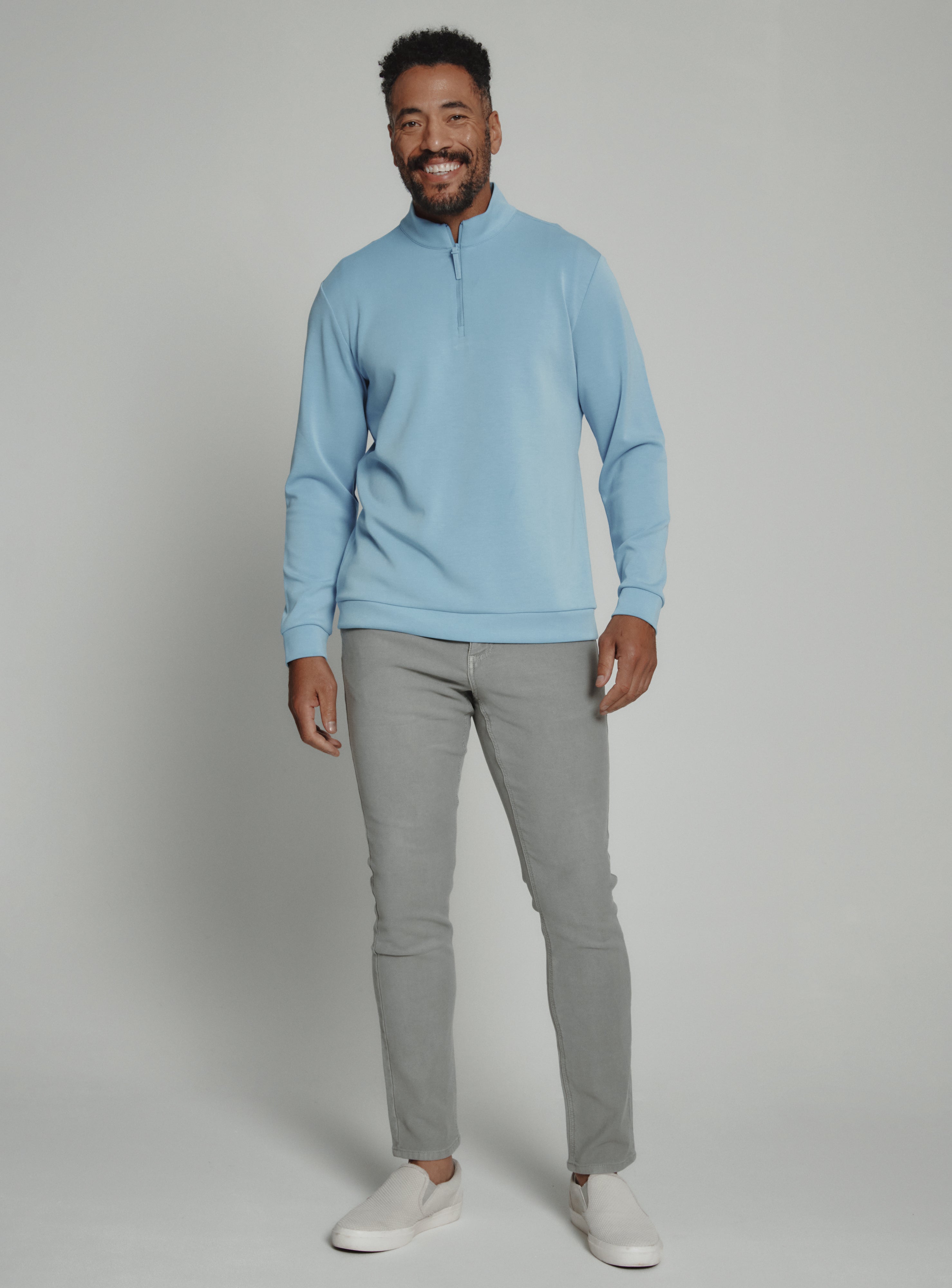 Rev 1/4 Zip Modal Sweater Blue