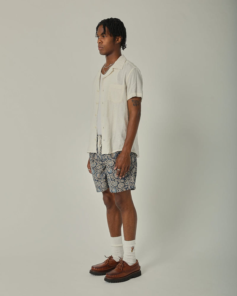 Striped Seersucker Short Sleeve Shirt White