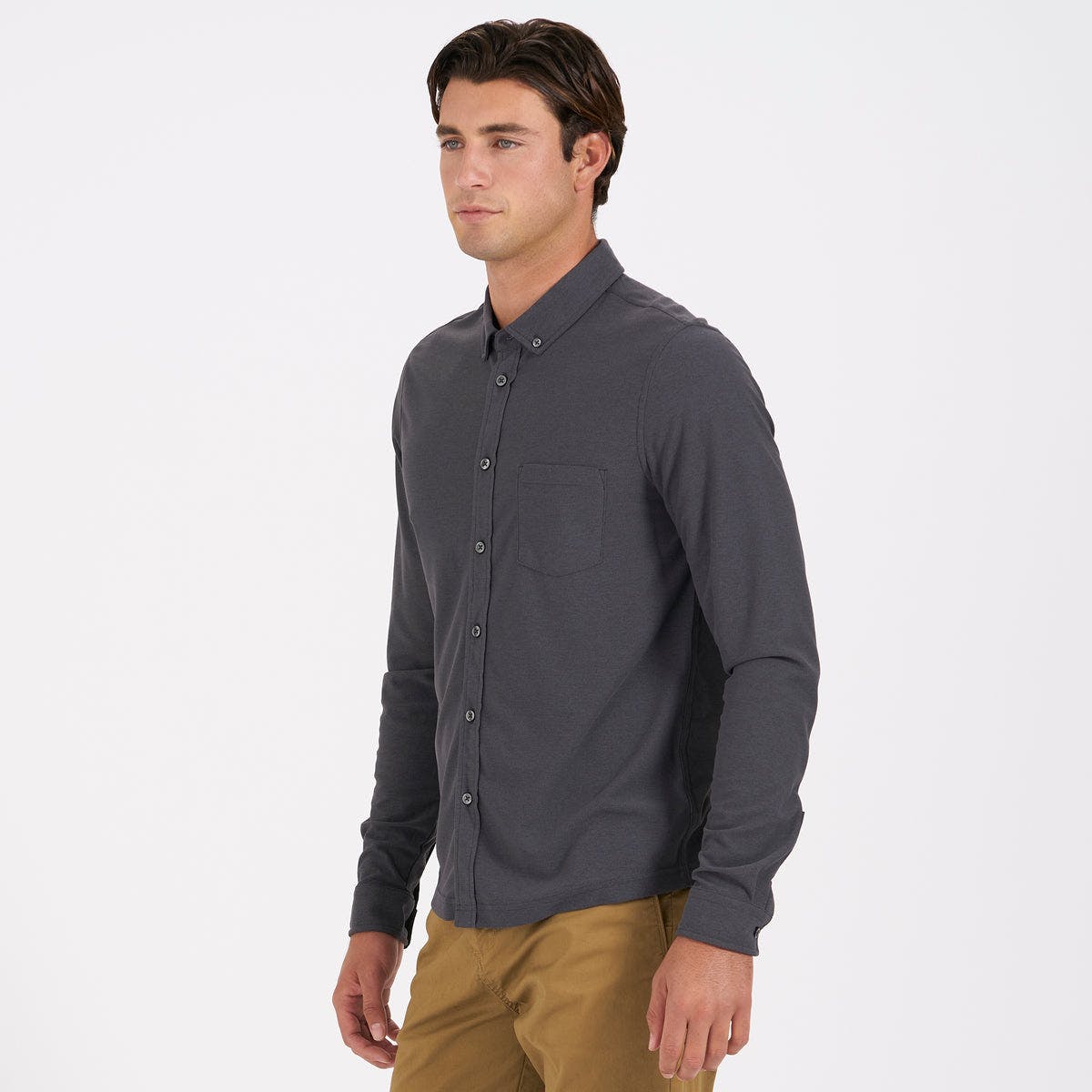 Long Sleeve Ace Button Down Charcoal