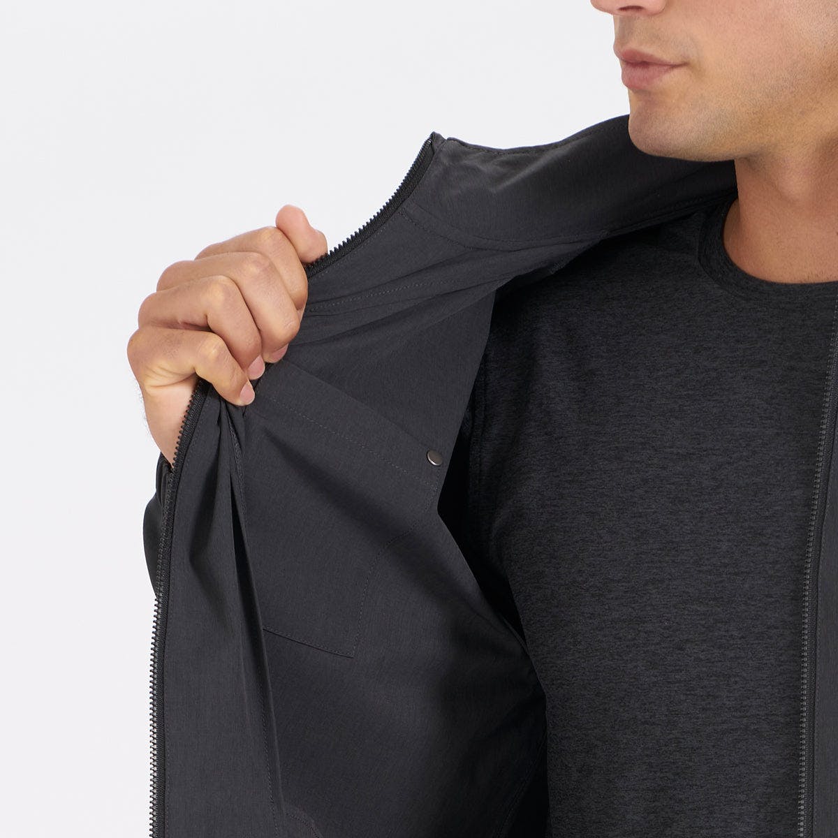 Venture Track Jacket Black Linen Texture