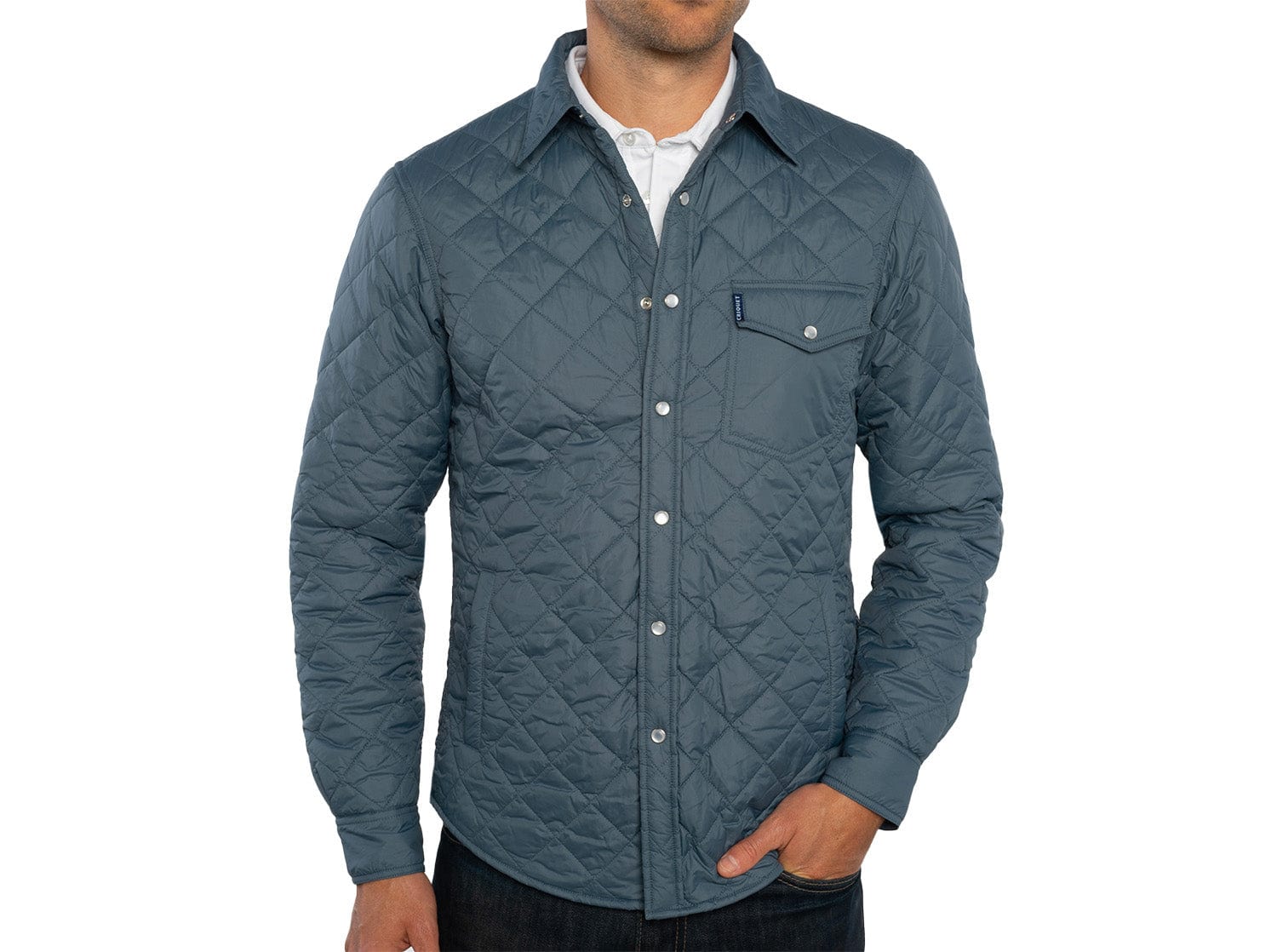Quilted Shacket Slate Blue