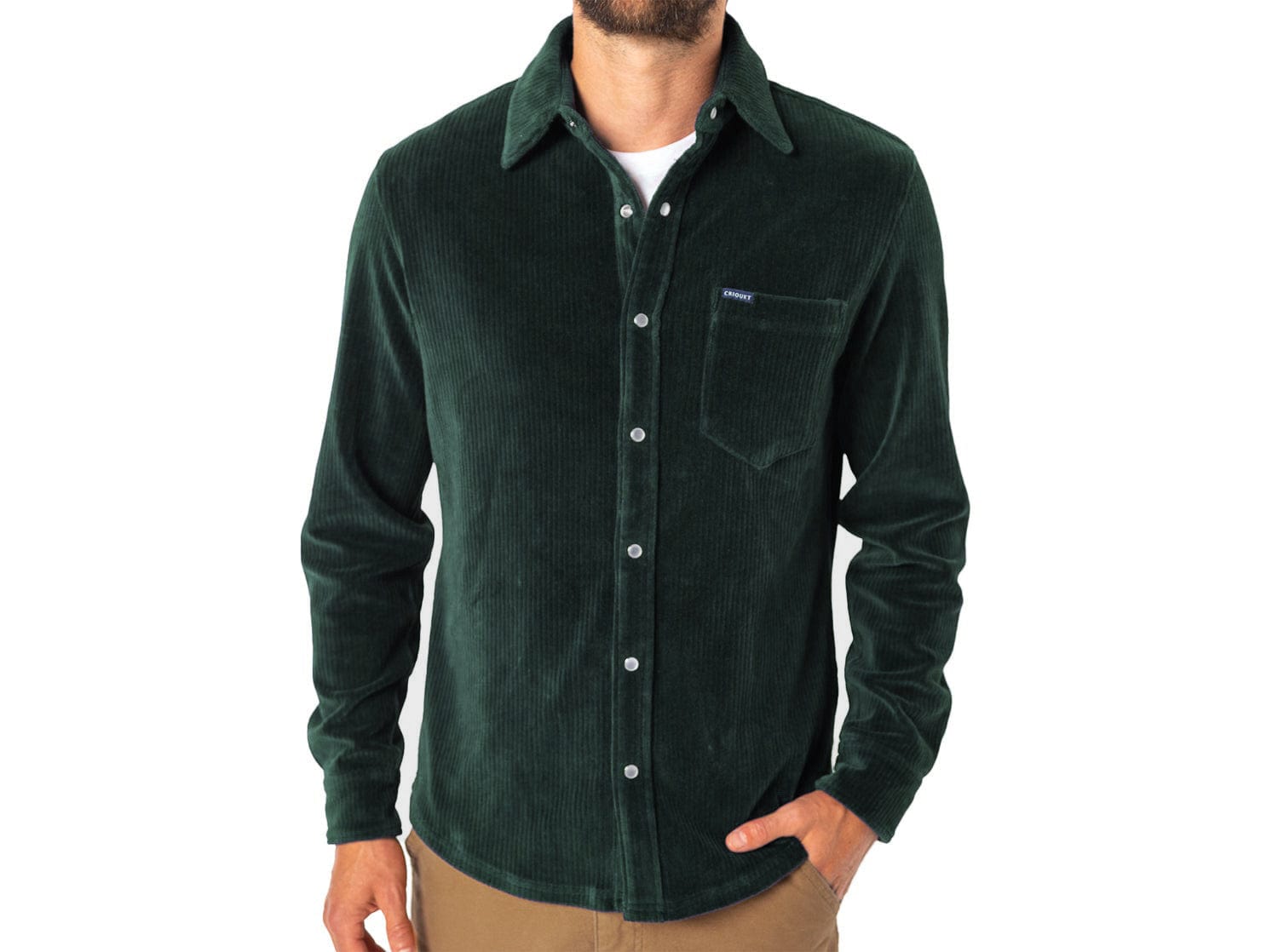 Velour Pearl Snap Shirt Trekking Green