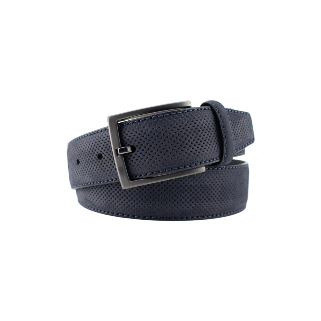 Perforated Leather Belt Navy