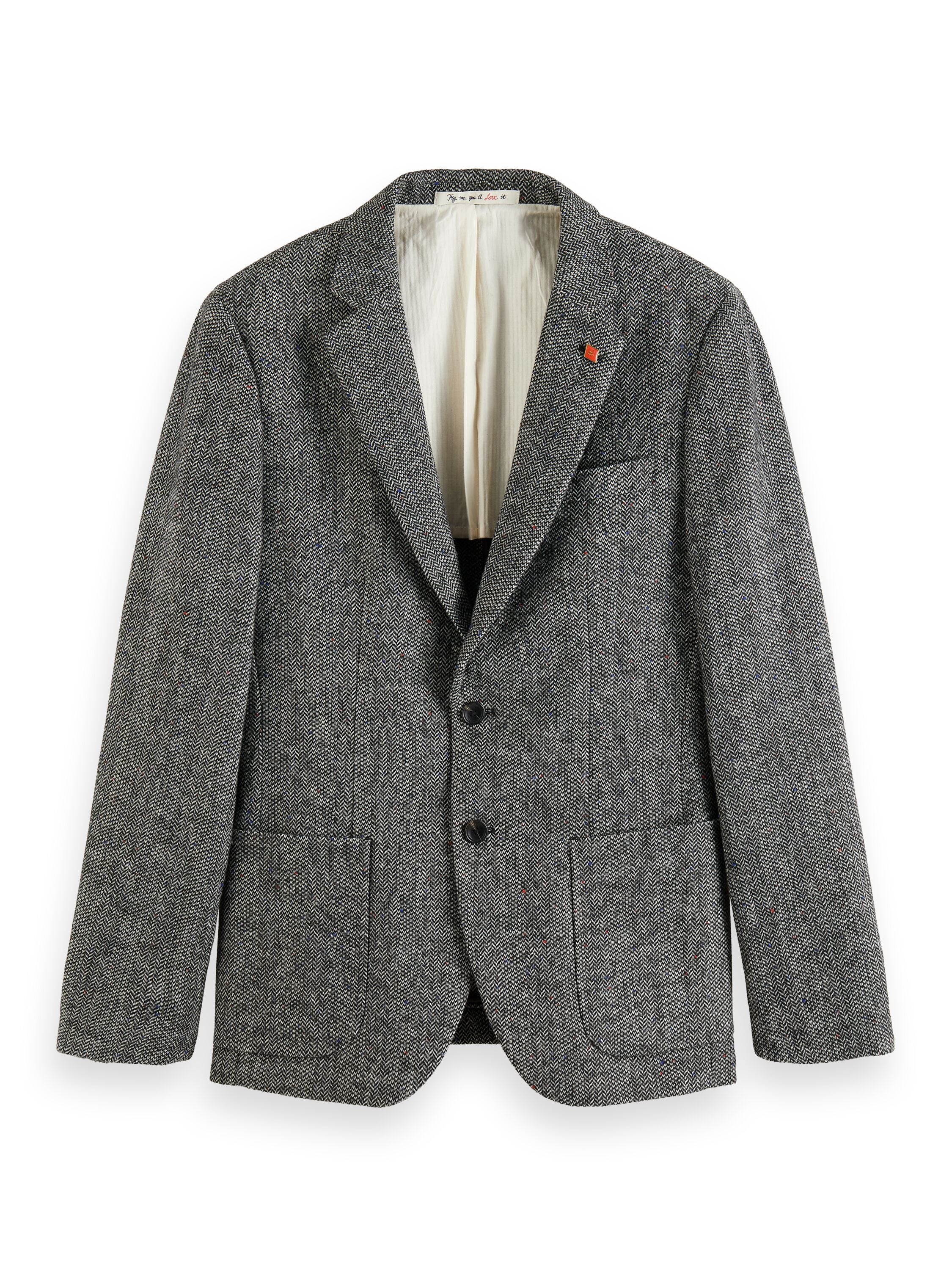 Herringbone Tweed Blazer Grey