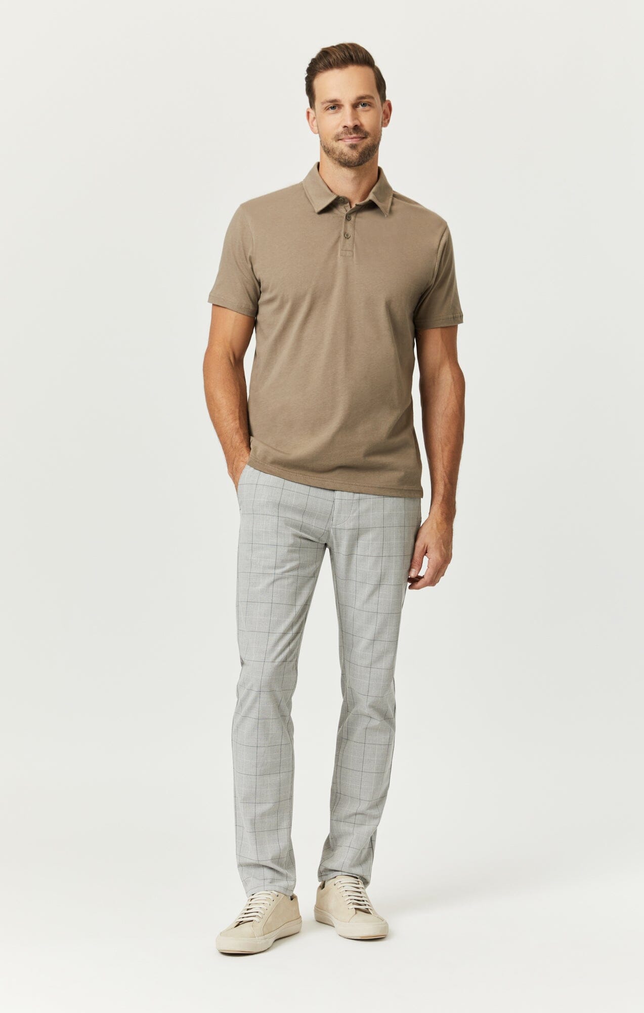 Milton Slim Leg Chinos Light Grey Check