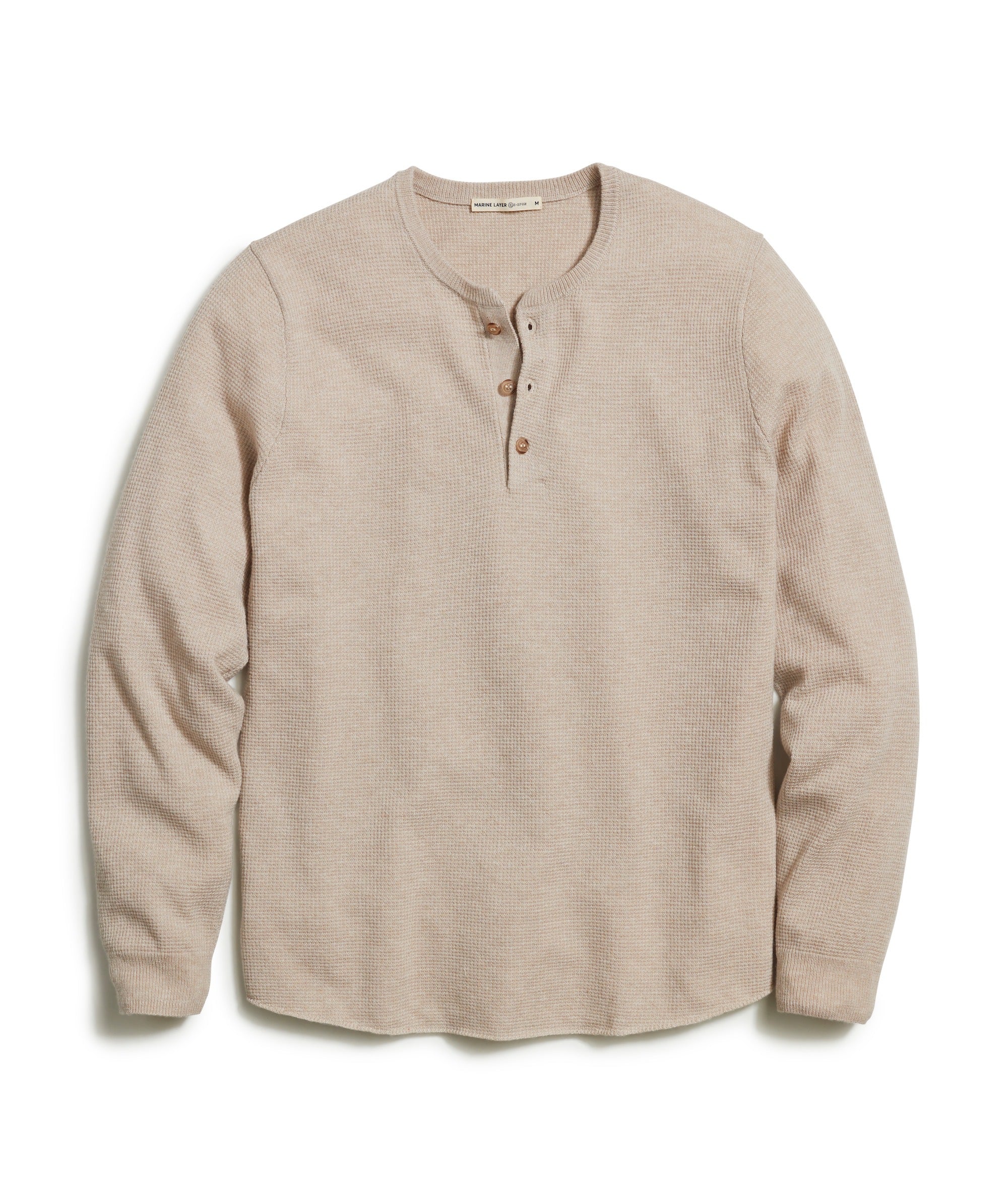 Long Sleeve Merino Blend Henley Sweater Oyster