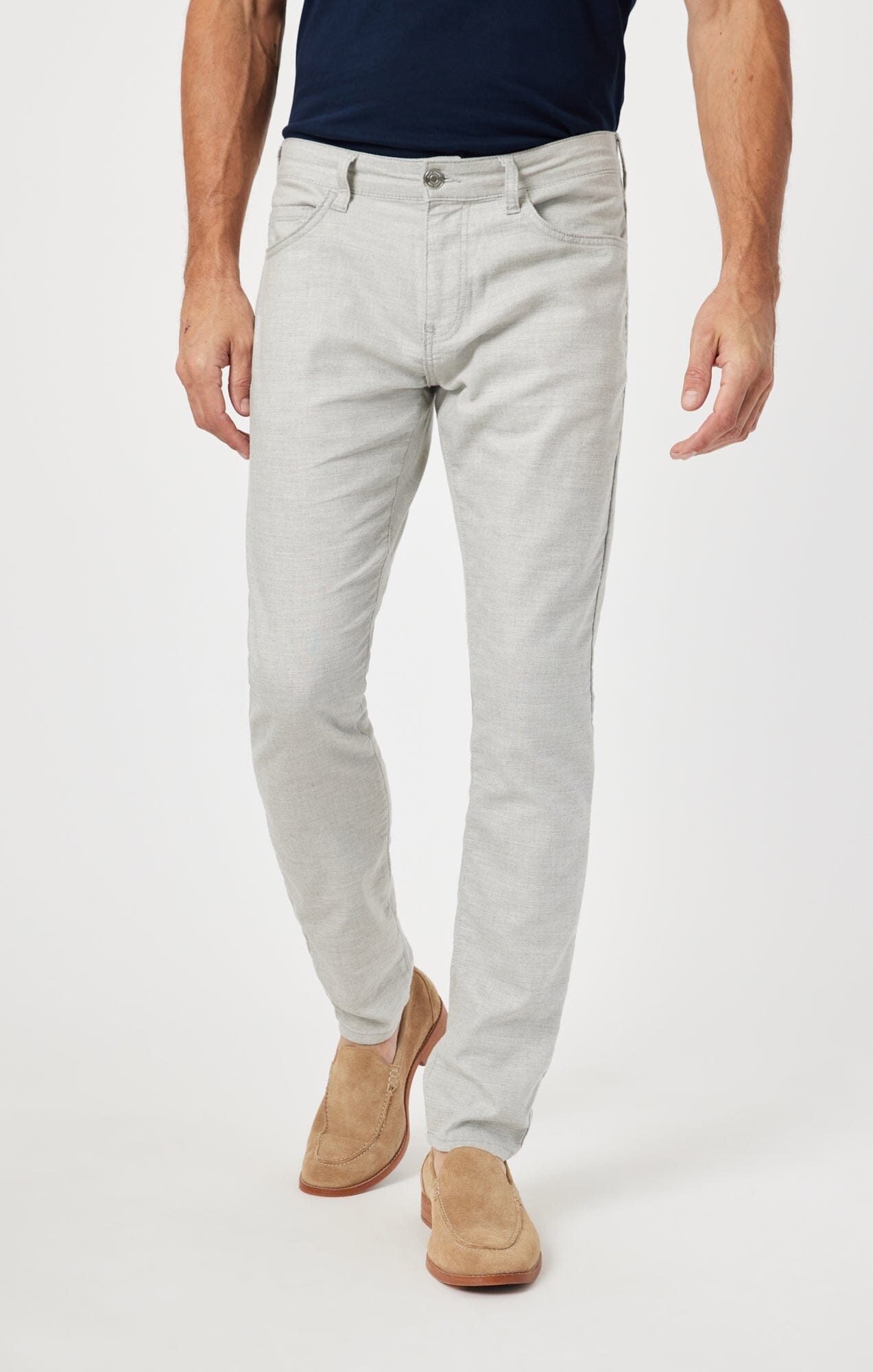 Jake Slim Leg Linen Pants Light Grey