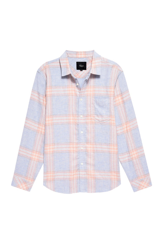 Wyatt Long Sleeve Shirt Coral/Blue Plaid
