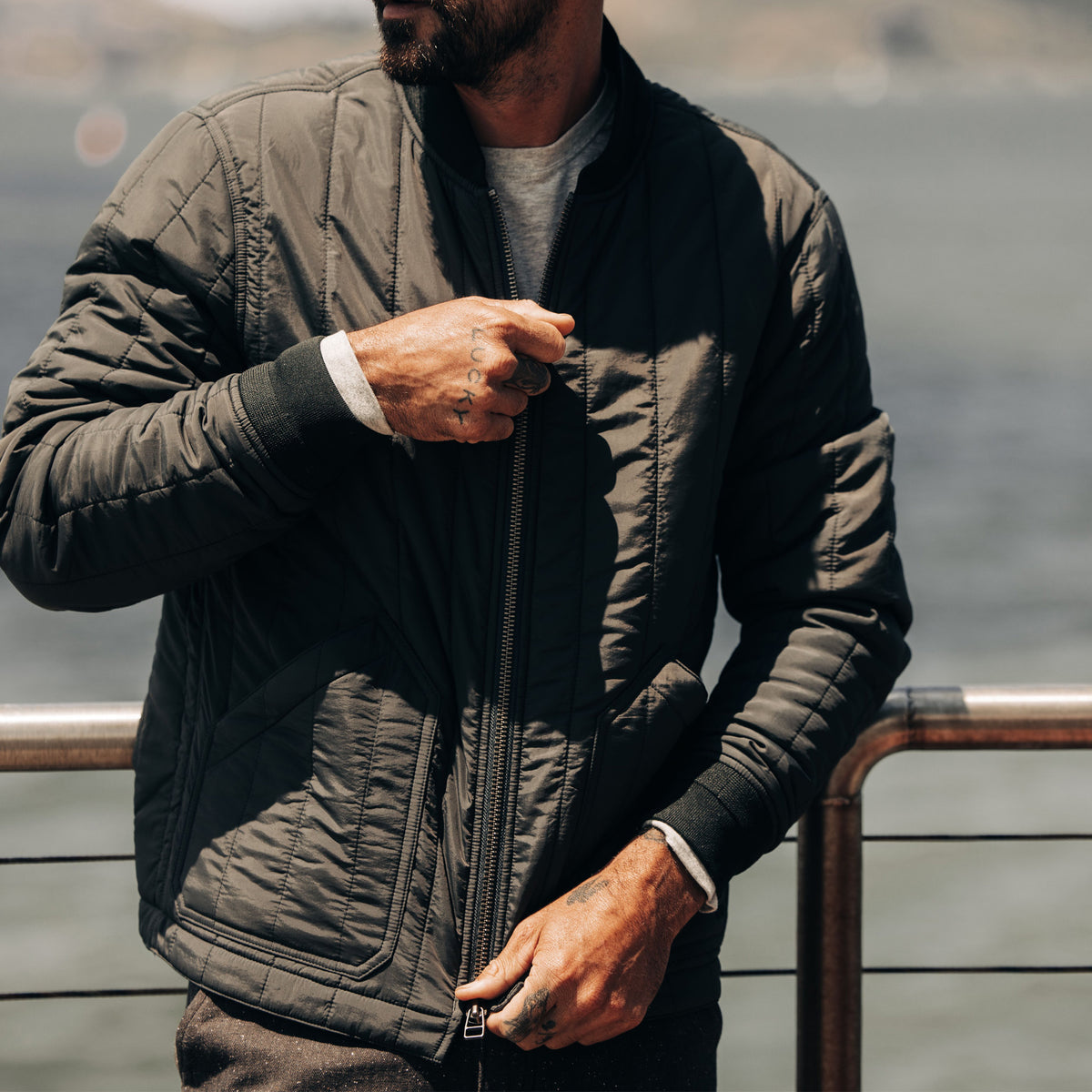 The Able Jacket in Quilted Nylon Faded Black